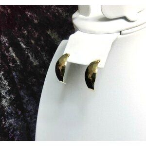 vintage gold tone hammered design half hoop push back earrings